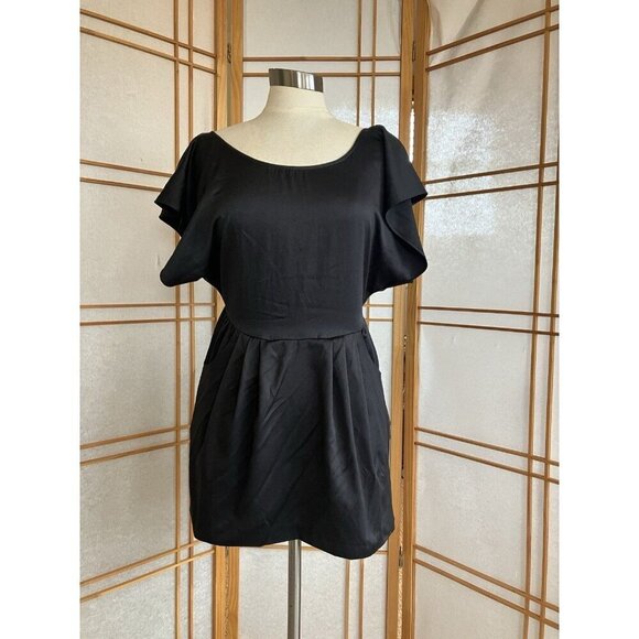 Free People Dresses & Skirts - Free People Black Mini Dress, tie back, pockets, Boho Size 4